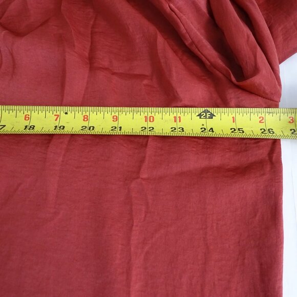 Rust Color Long Sleeve Ruffle Neck Blouse Women Size M Casual Work Business - Picture 8 of 10